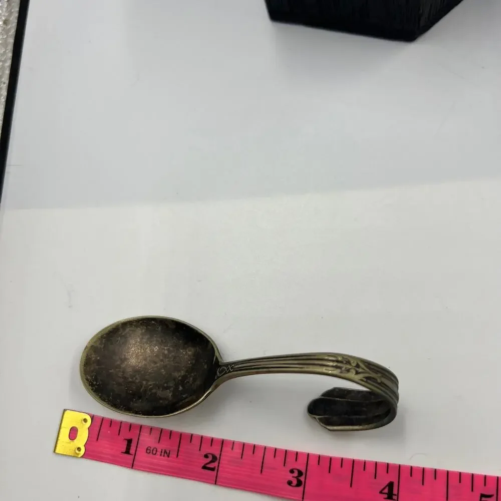 Antique RARE NSO Marked Curved Baby Spoon EPNS‎ Silver Plate Decorative